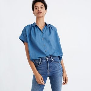 Madewell Women’s Central Shirt in Bright Indigo Blue Size Large
